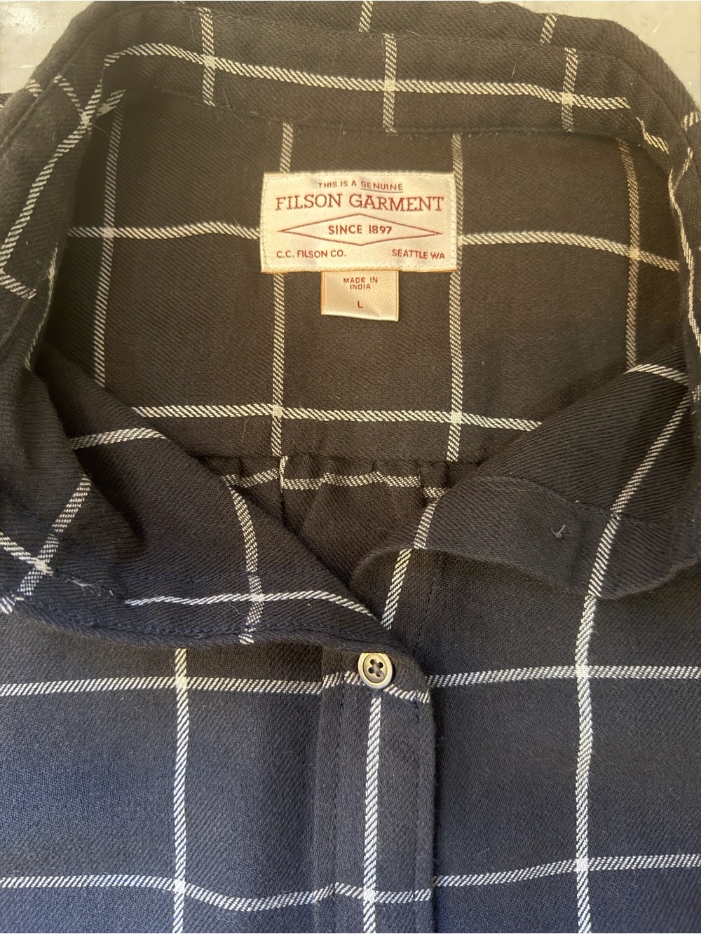 Filson Women's Black Windowpane Flannel Shirt